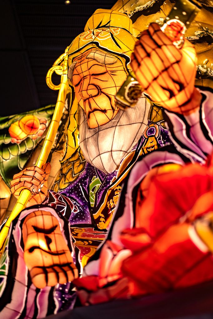 Colorful paper figure from the Nebuta Festival in Japan, showcasing traditional artistry.